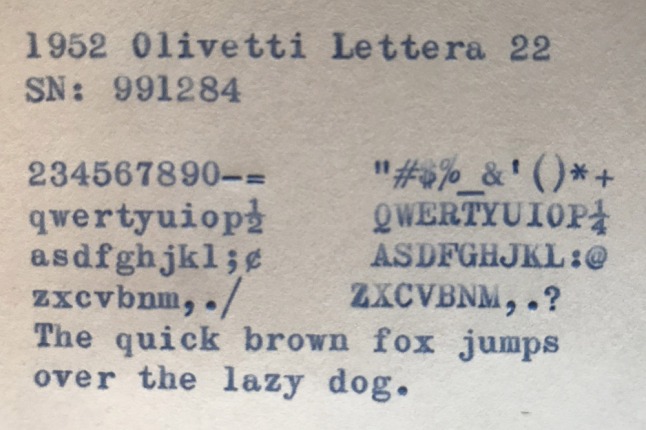 Olivetti Lettera 22 - typeface is Olivetti Elite Victoria