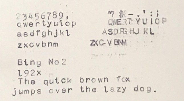 typing sample of Bing No. 2