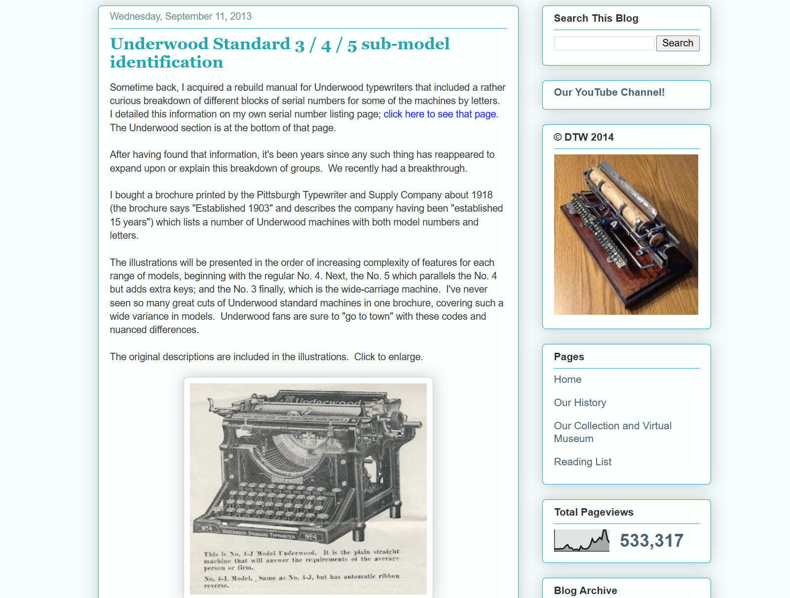 Will Davis post about identification of Underwood 3, 4, 5 submodels
