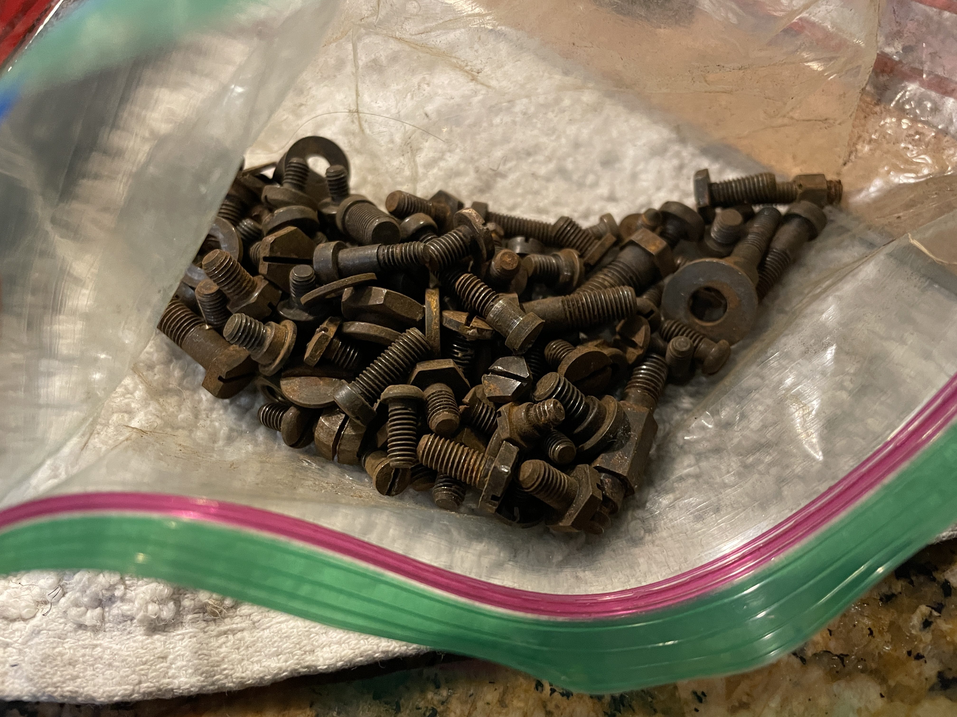 screws salvaged from parts machine typewriters