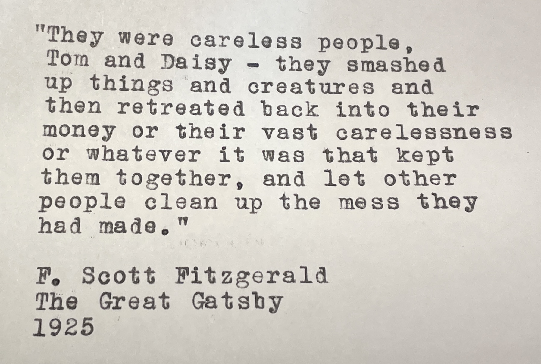 F. Scott Fitzgerald's famous quote from The Great Gatsby