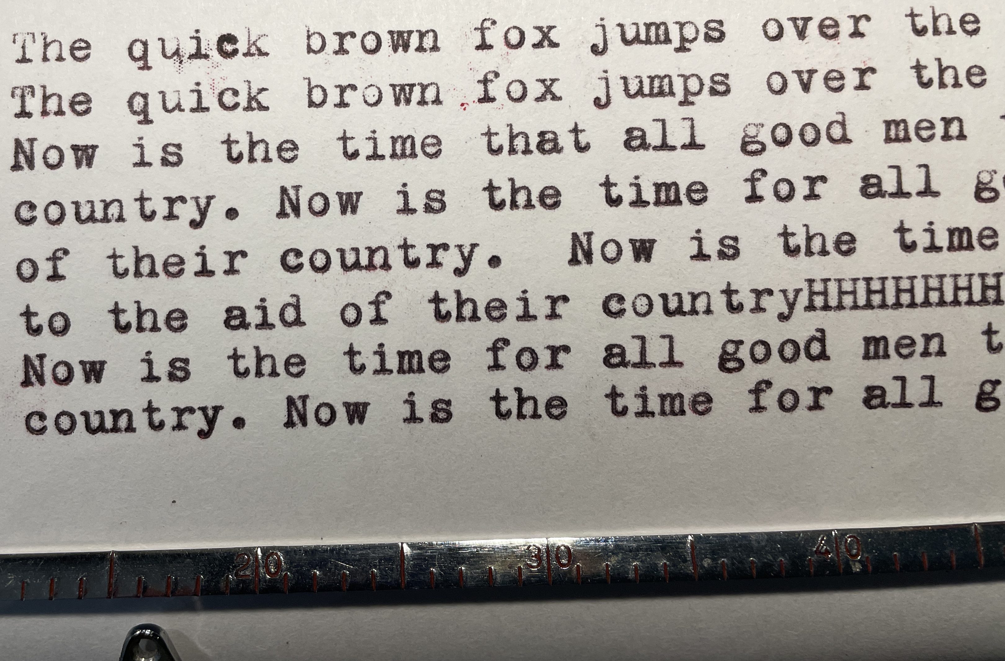 typed output of 1943 Hermes Baby