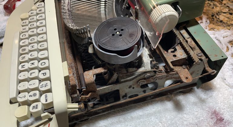 Rusty mechanics of 1979 Royal Sabre typewriter