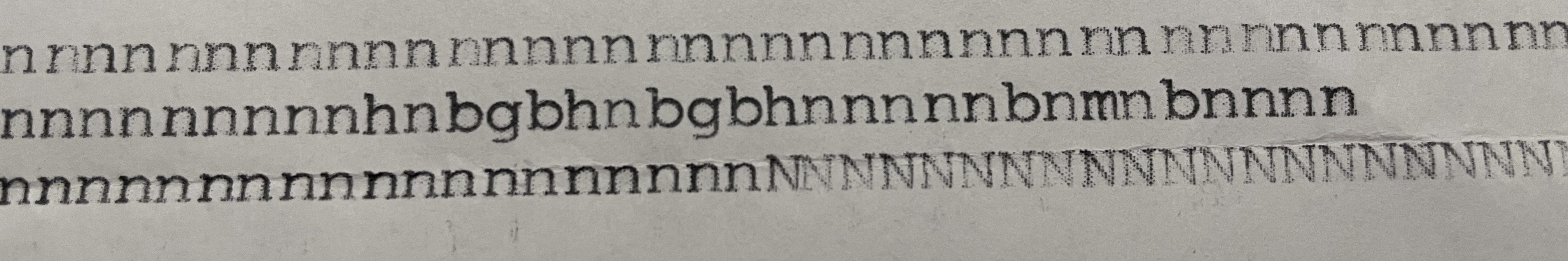 the letter "n" with better impression