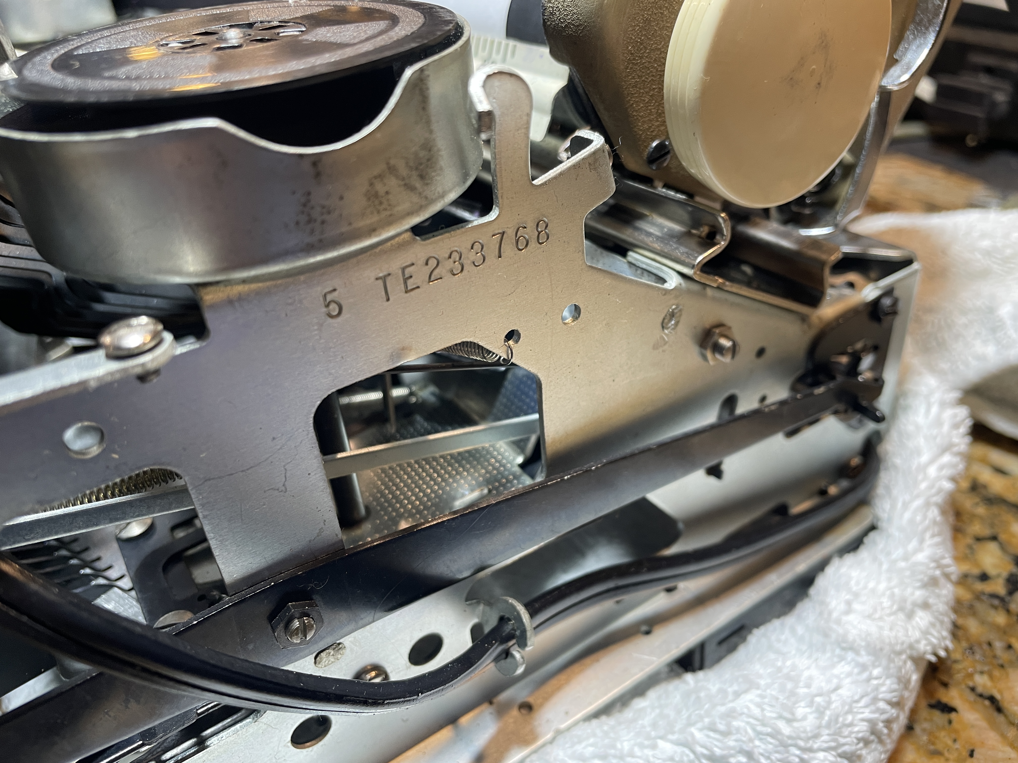 Smith-Corona Electric 5TE serial number is printed next to right ribbon spool