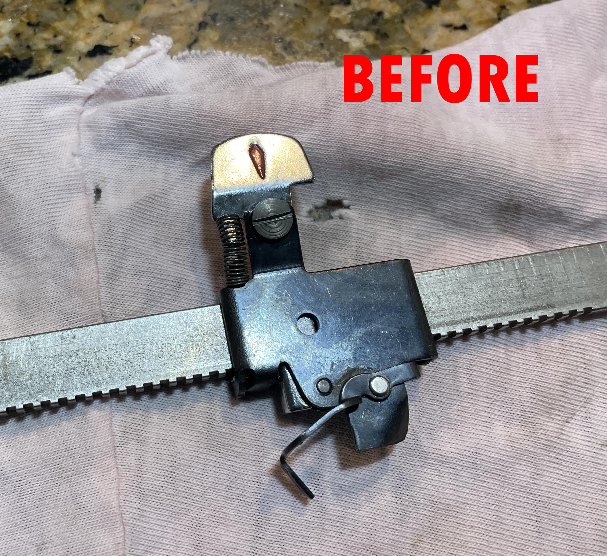 Before straightening bell hammer trip on Smith-Corona 5TE