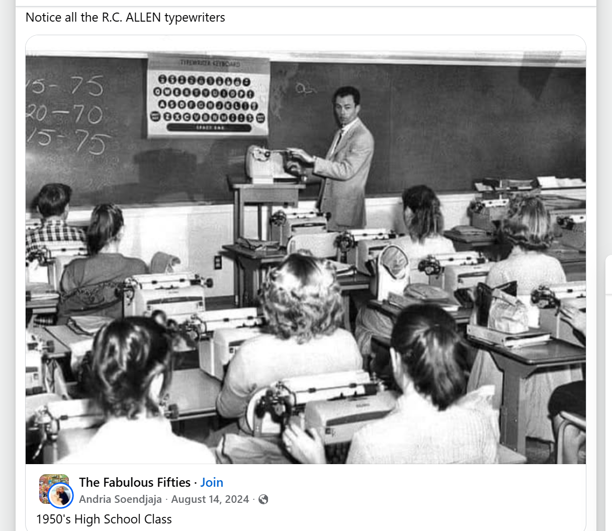 Facebook post photo showing a typing class full of VisOmatics