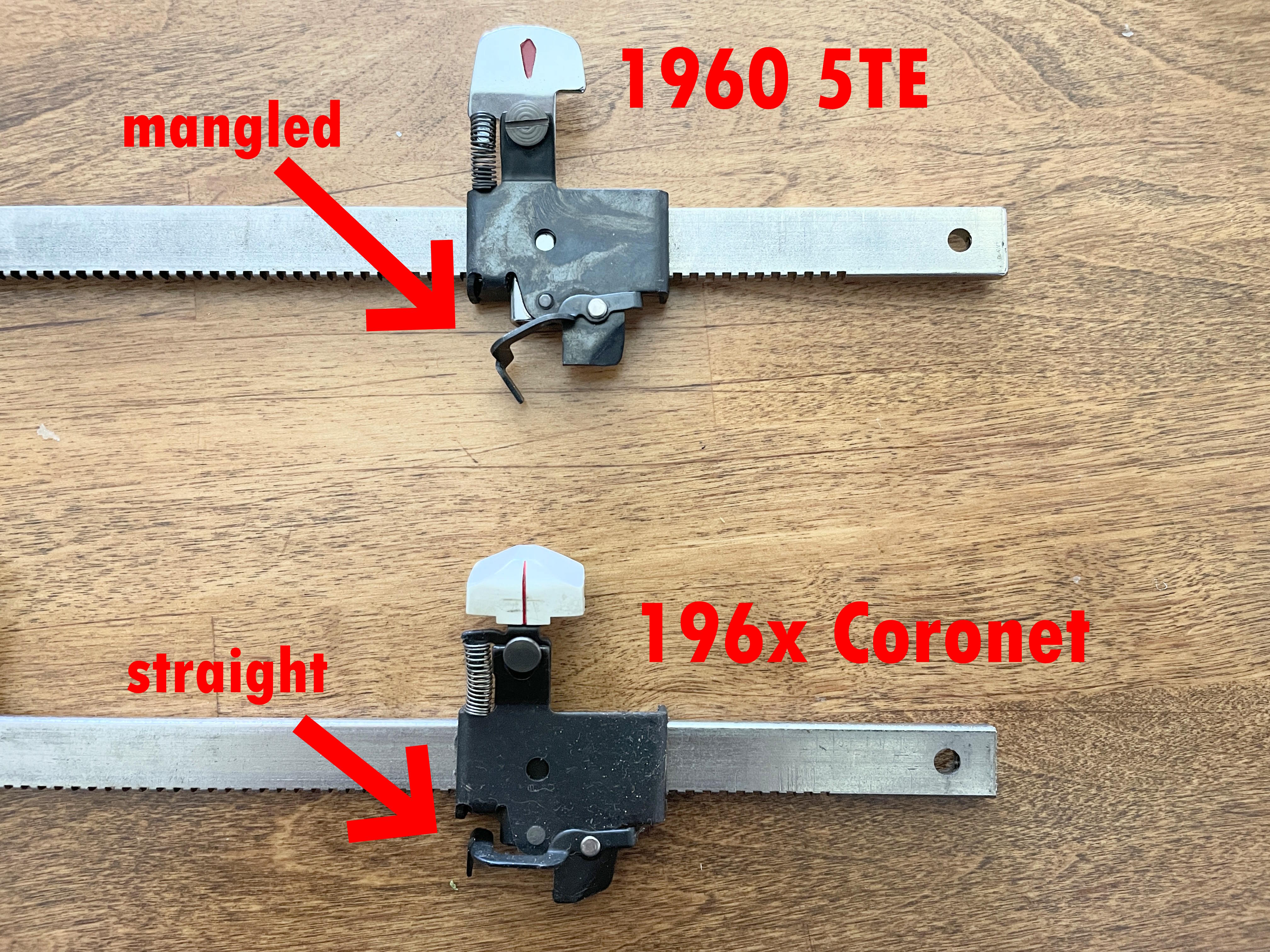 comparison of margin stops of Smith-Corona 5TE and a SCM Coronet Electric