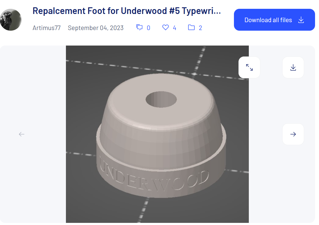 3D file of Underwood 5 feet for 3D printing