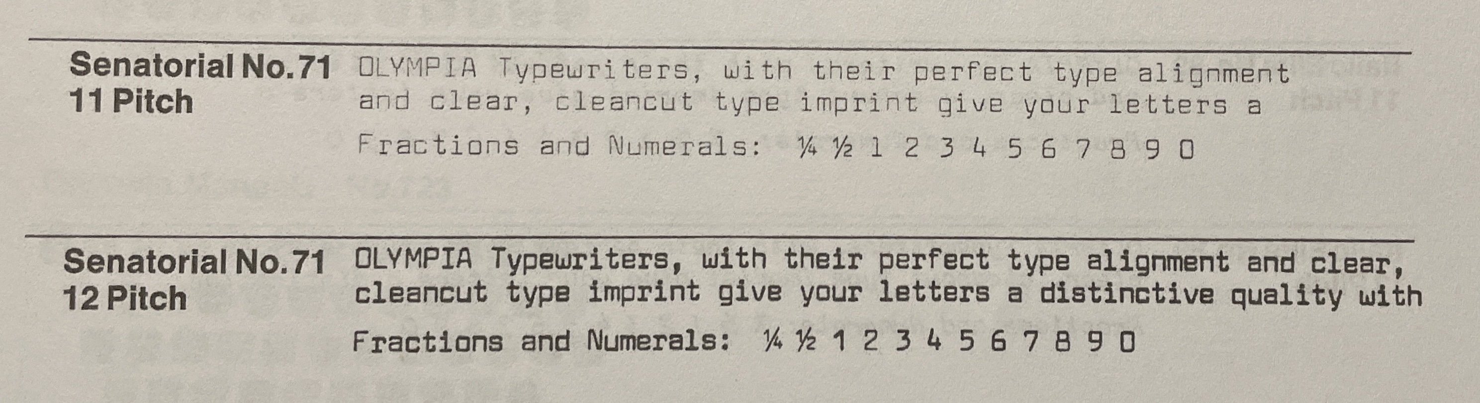 Senatorial typeface on an Olympia SM4 typewriter