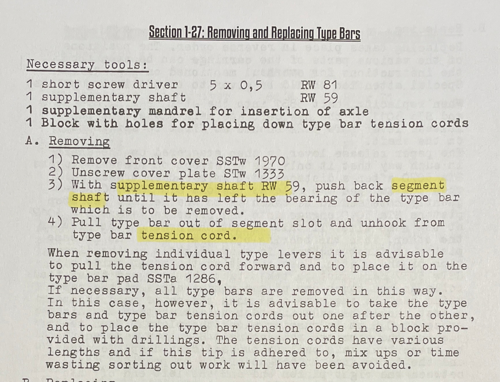 page from Olympia SM manual