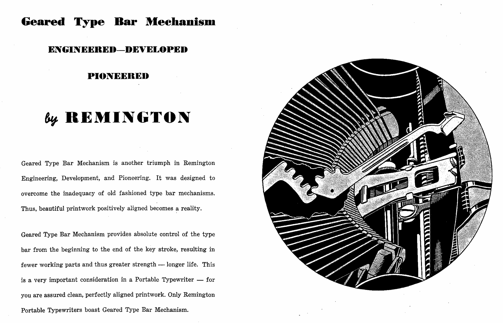 1934 Remington Portable Model 5 typewriter geared typebar