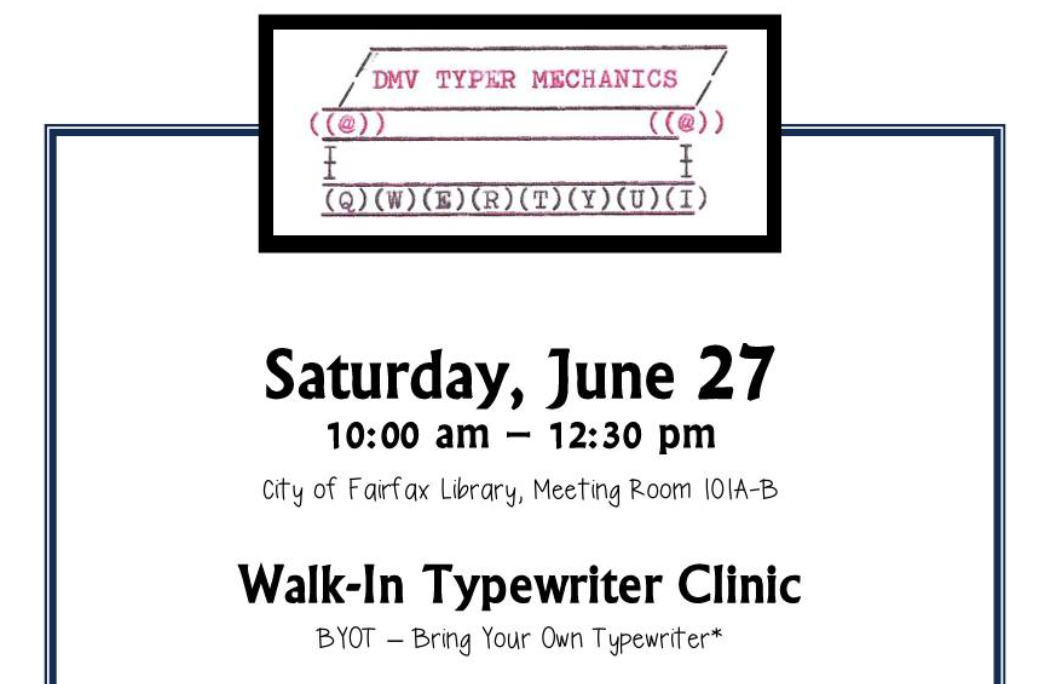 typewriter clinic on June 27, 2026