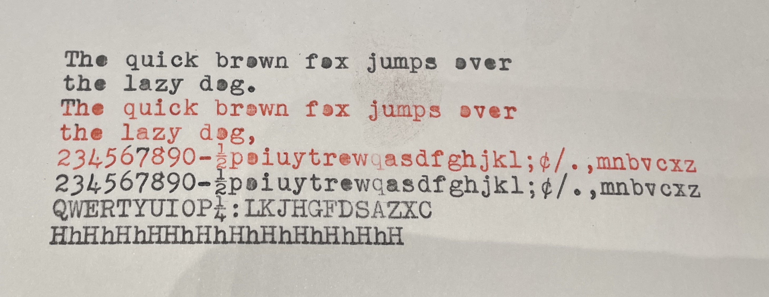 type sample prior to cleaning