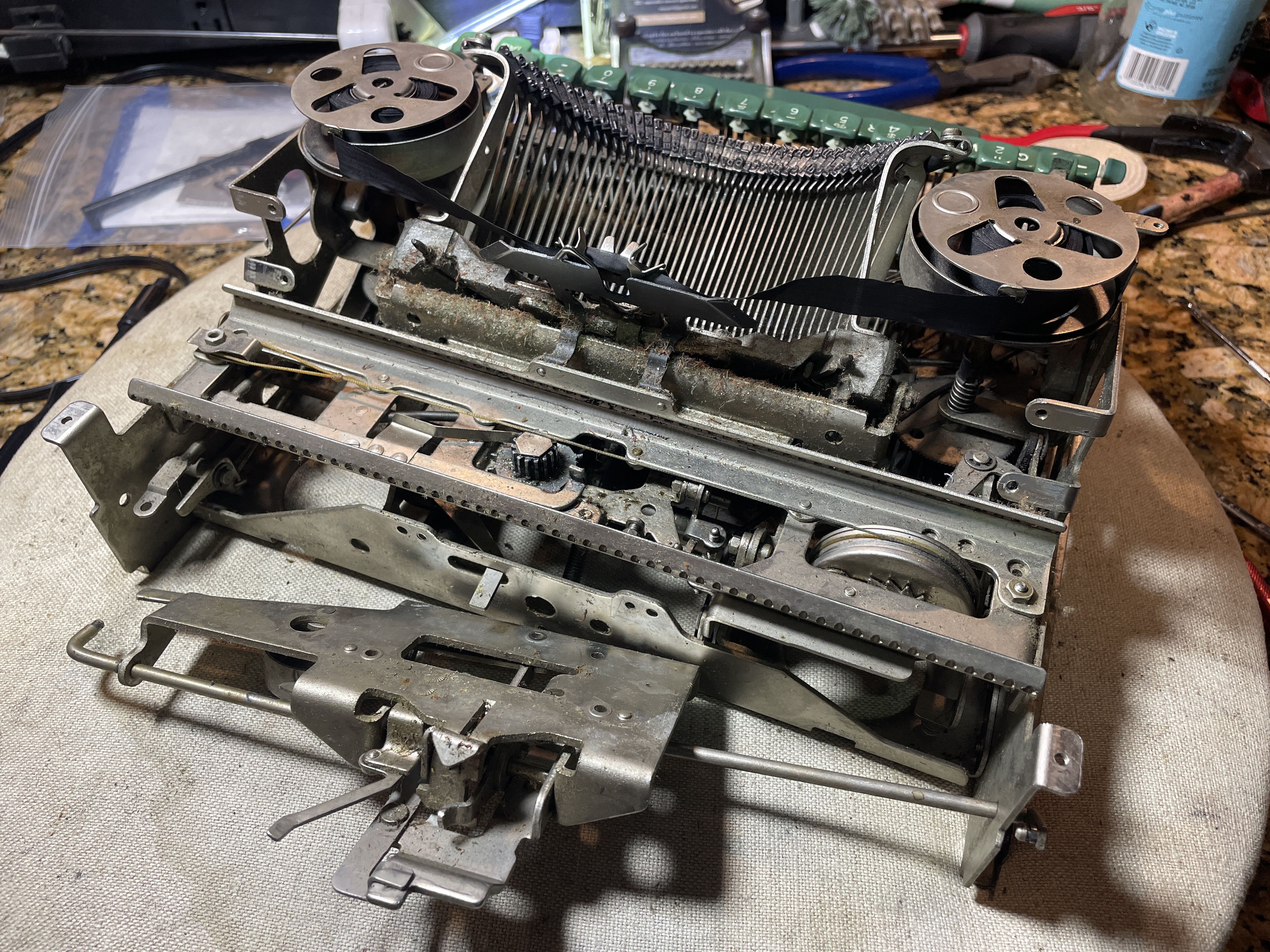 carriage removal of 1958 Remington Quiet-Riter typewriter