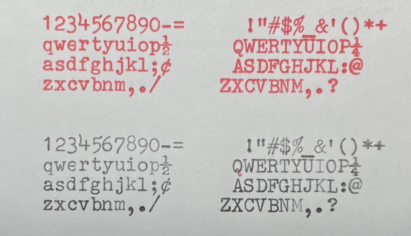 print quality of 1958 Remington Quiet-Riter typewriter