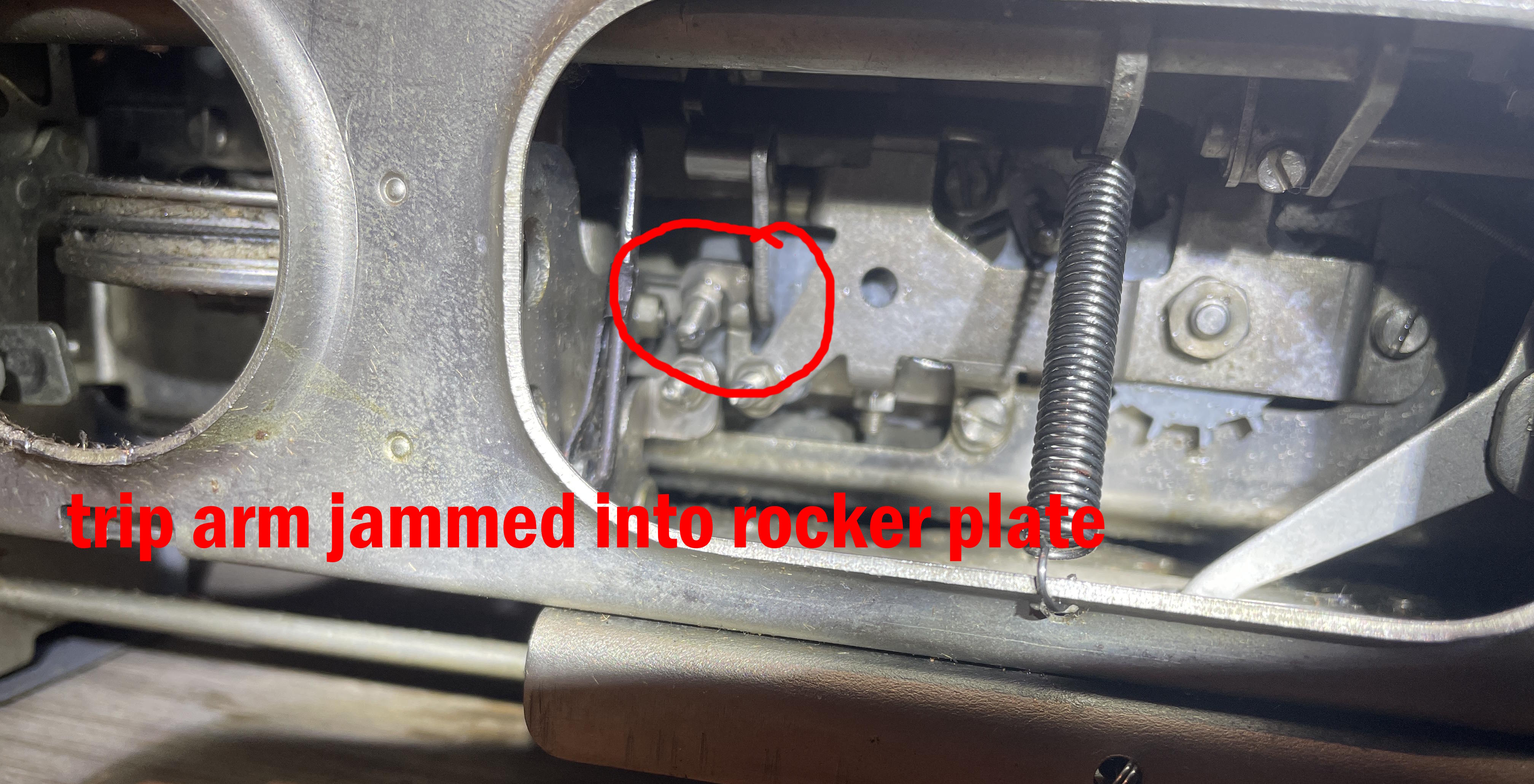 Jammed escapement trip arm on Remington Quiet-Riter