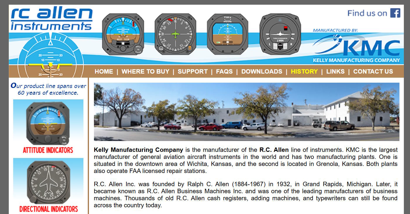 Kelly Manufacturing Company, owner of the R. C. Allen line of aviation instruments