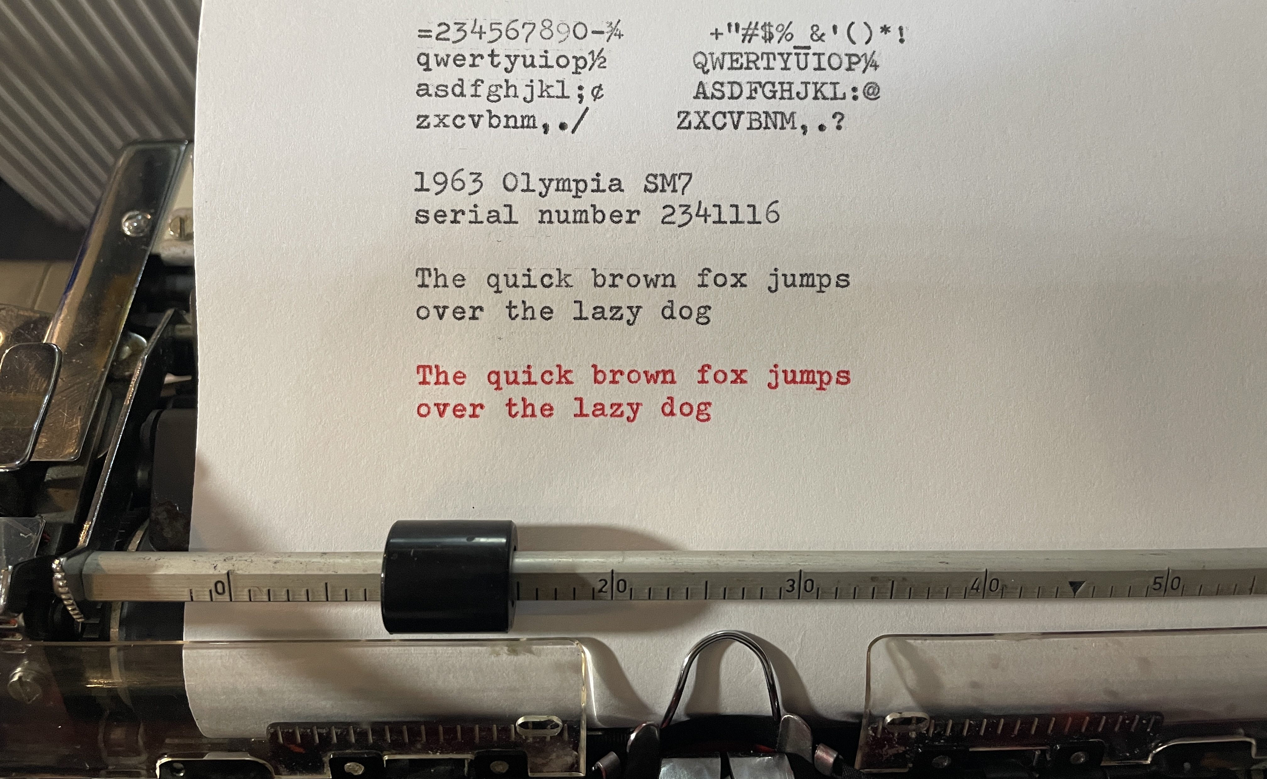 type sample 1963 Olympia SM7