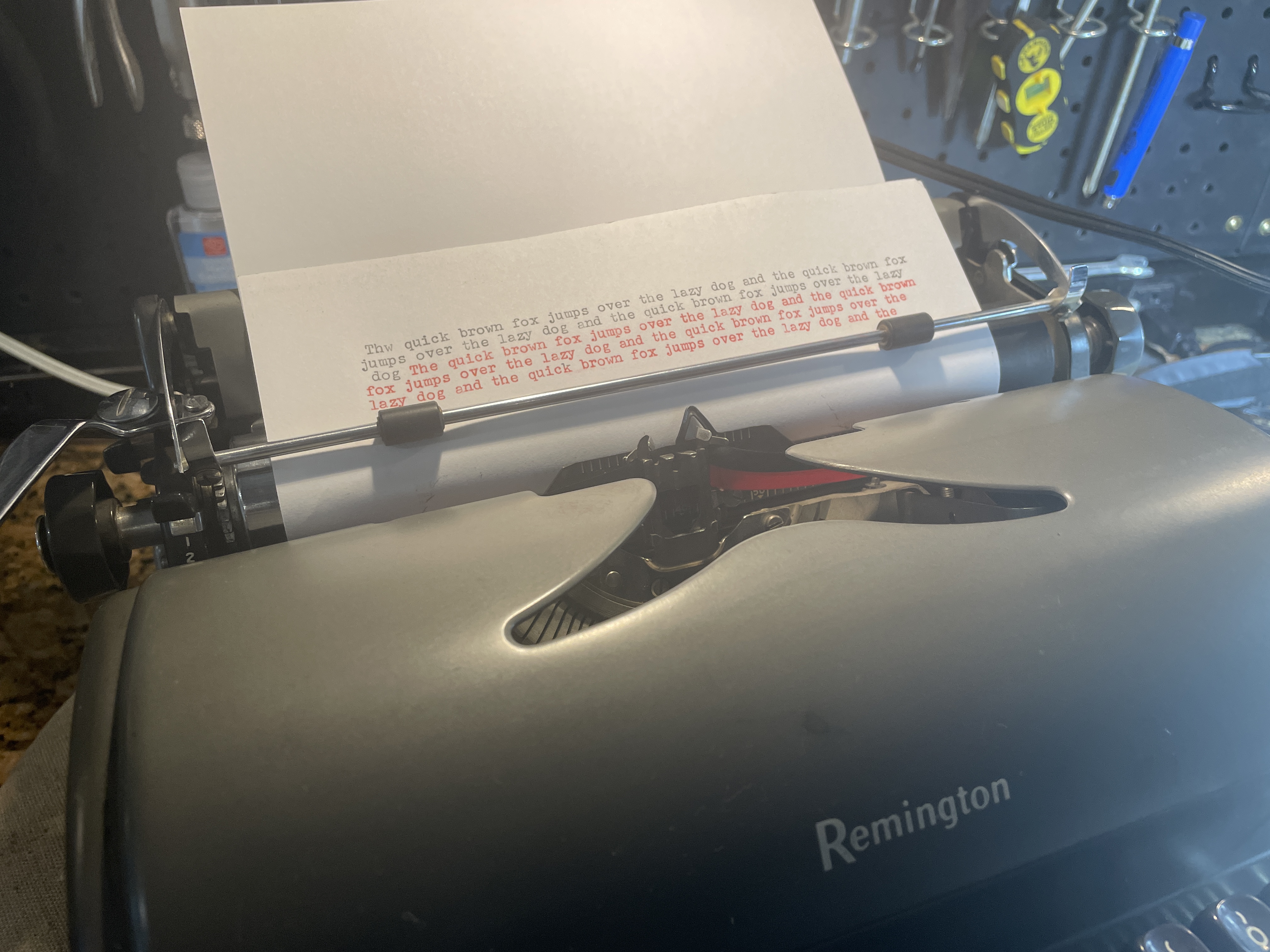 typing test of 1949 Remington All-New Portable