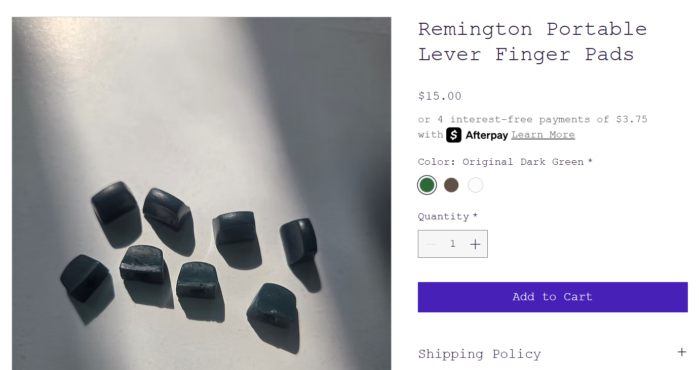 Remington Portable Lever Finger Pads - made by TB Writers Plus
