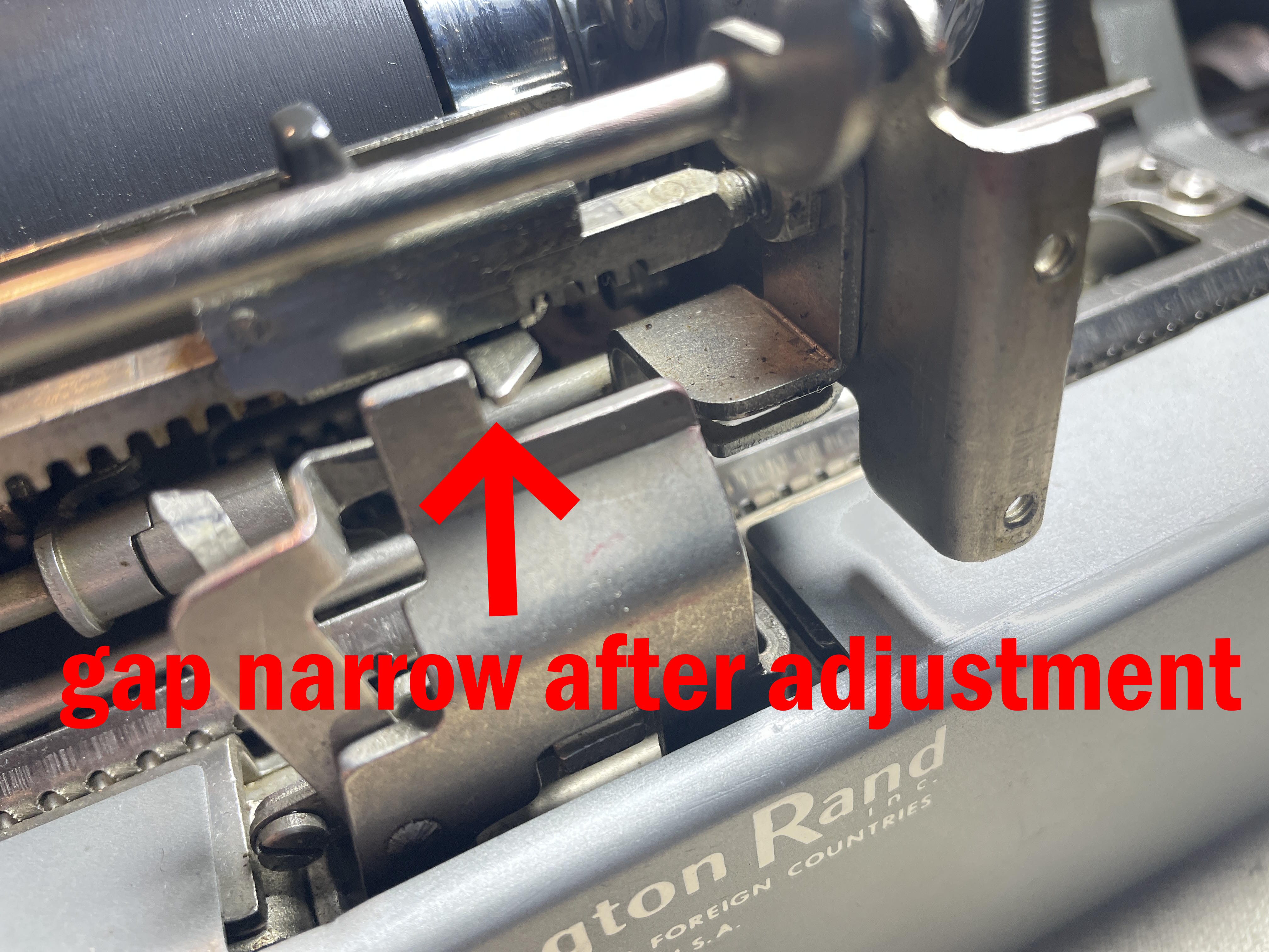 after adjustment of margin stop rack on 1949 Remington All-New Portable