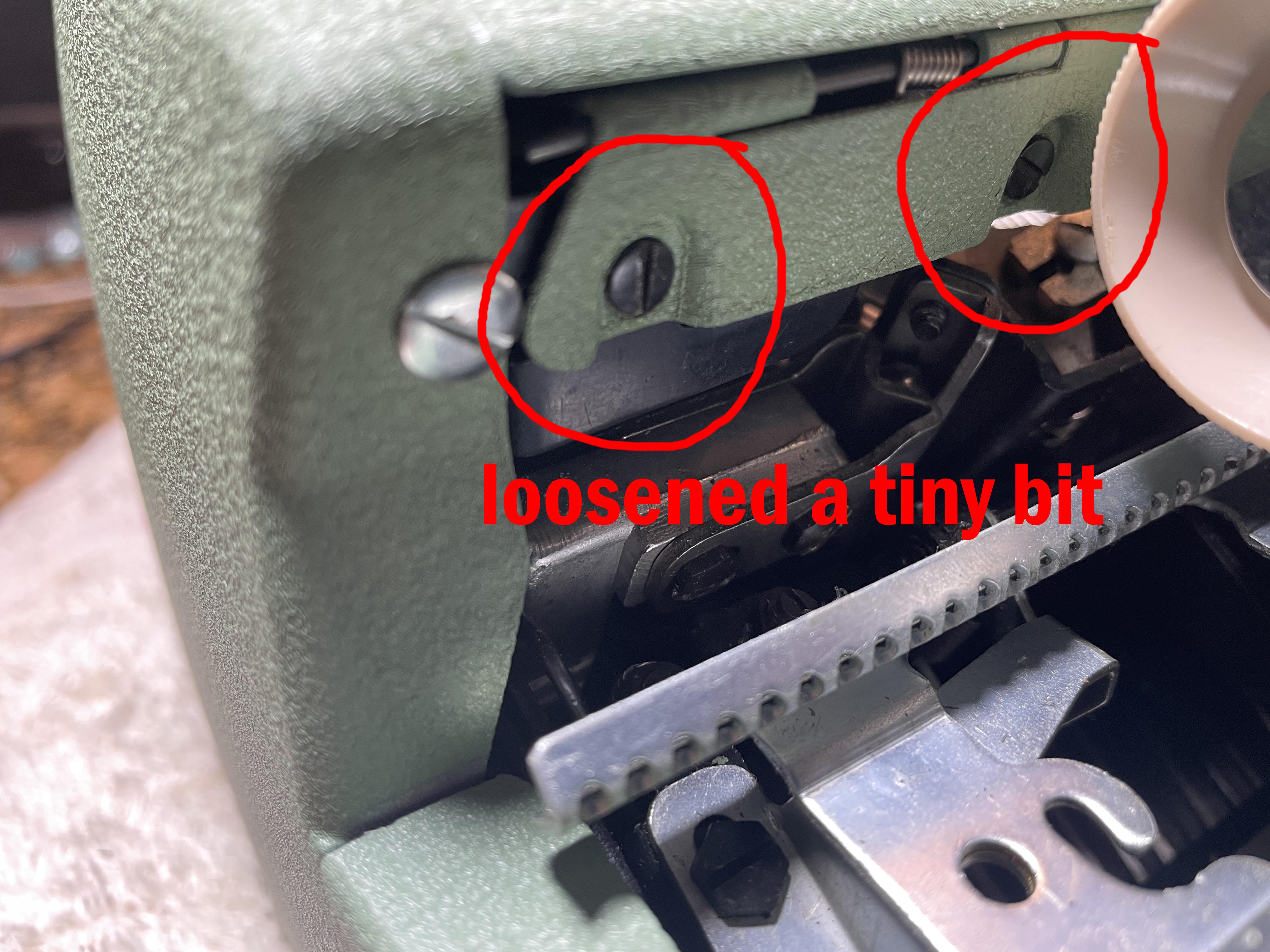 loosened lip screws a tiny bit to fix lid that kept popping open on a 1957 Royal QDL