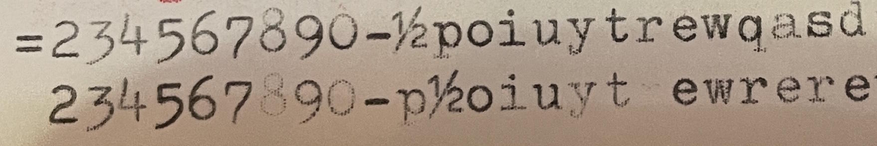 light typed sample indicating ring and cylinder adjustments needed on Olympia SM4 typewriter