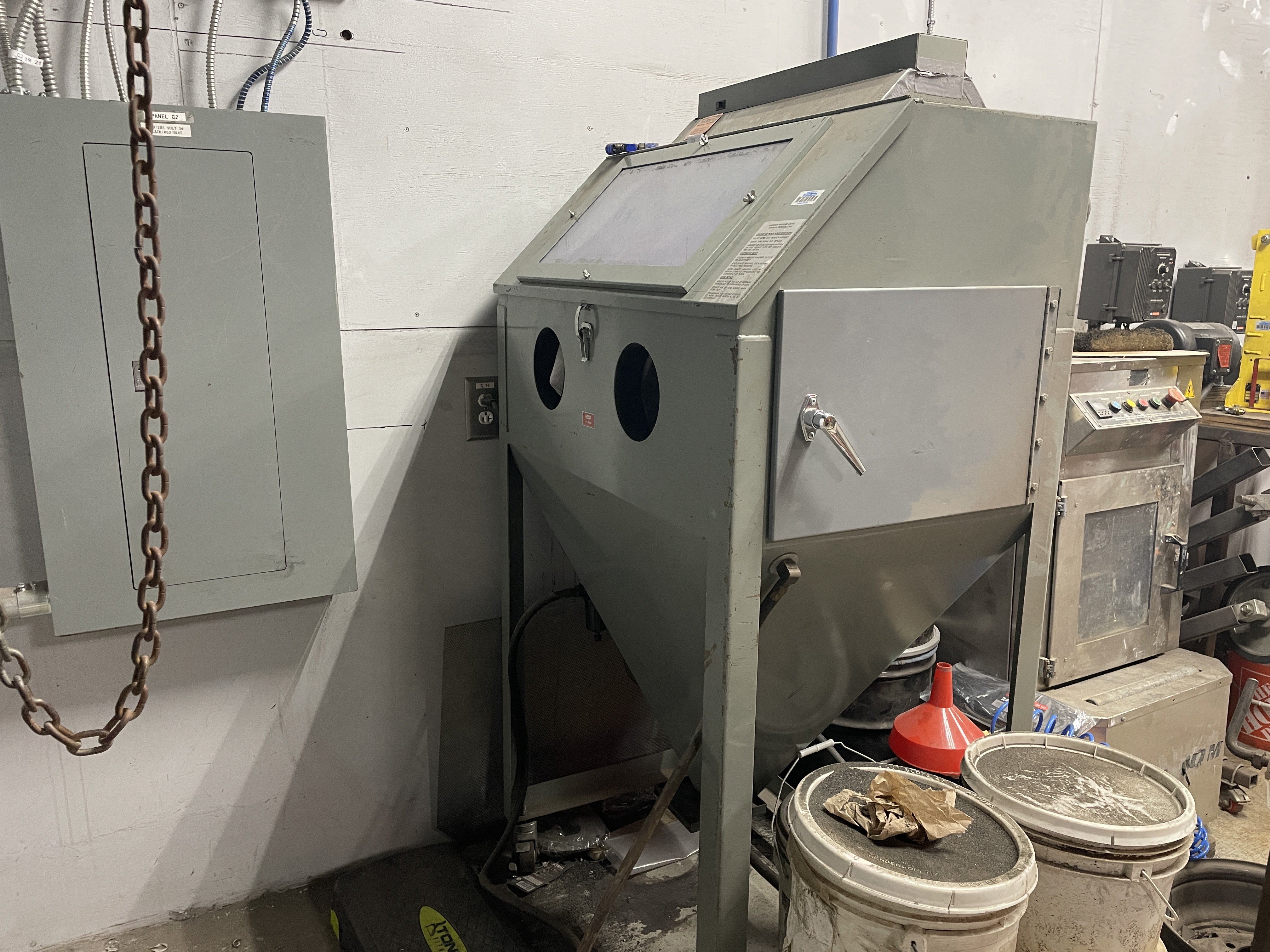 Media blast cabinet at Nova Labs in Fairfax, VA