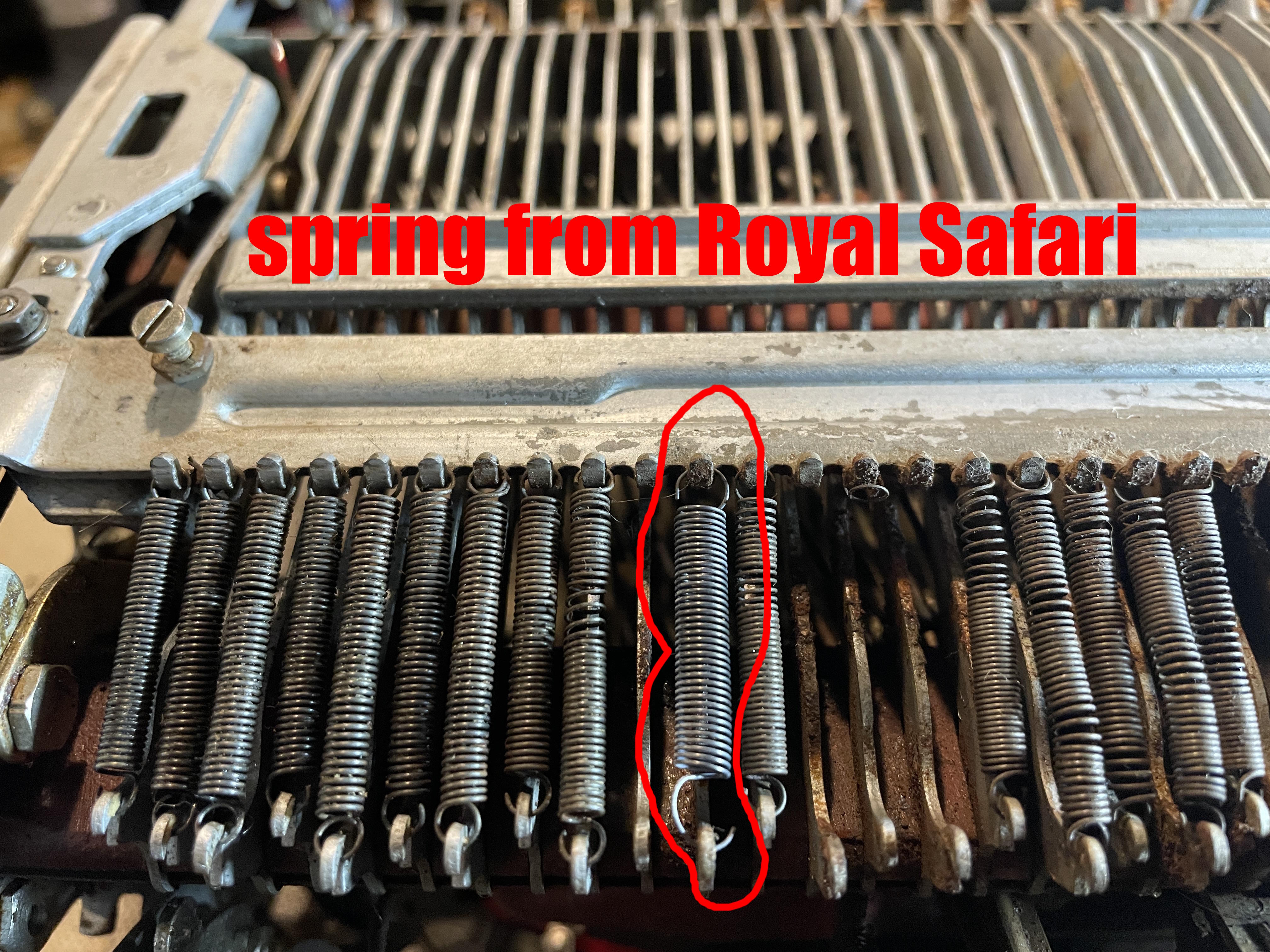 replaced springs on 1957 Olympia SM3 typewriter with springs from a 19966 Royal Safari