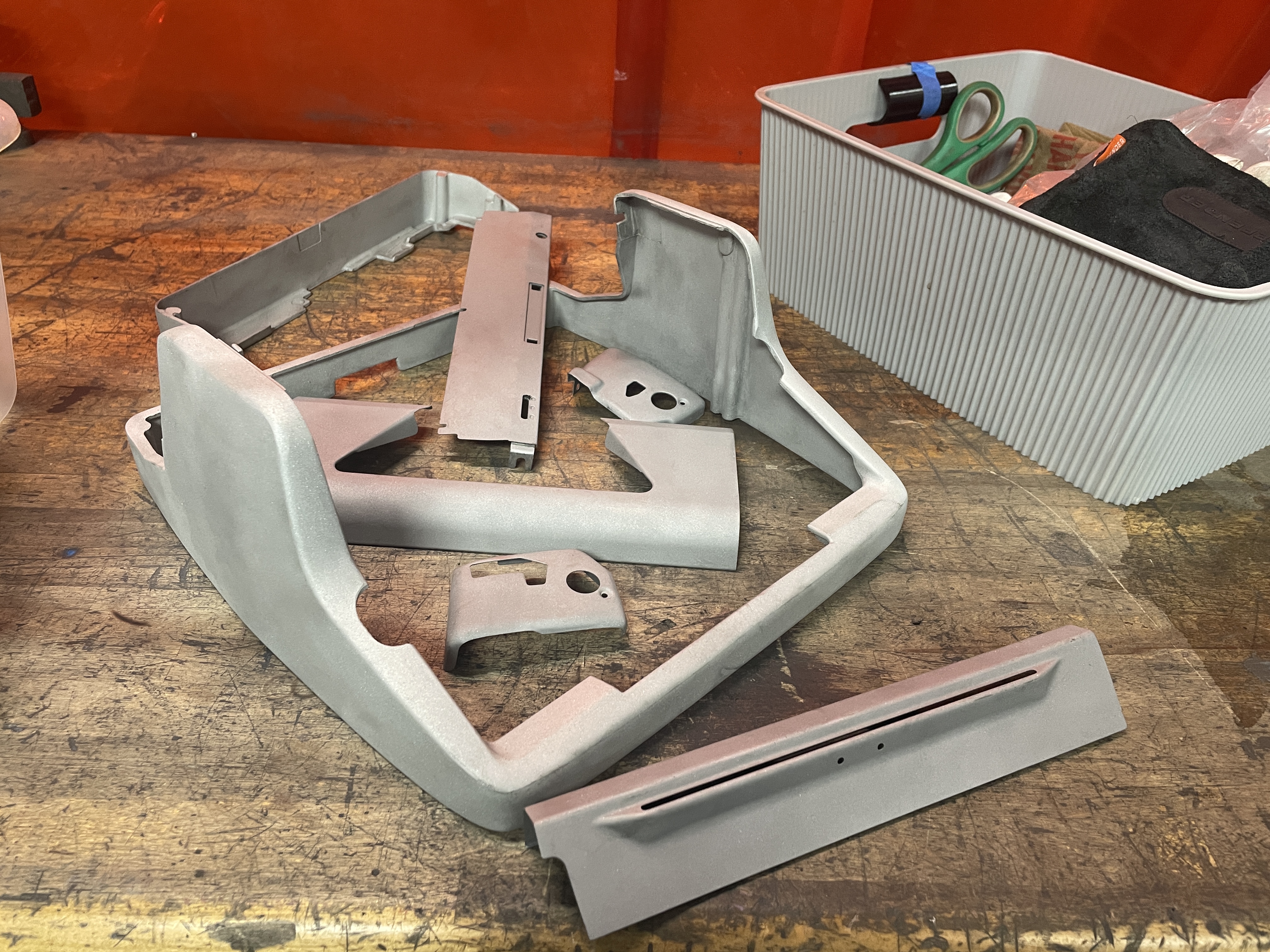 Media blasted typewriter parts