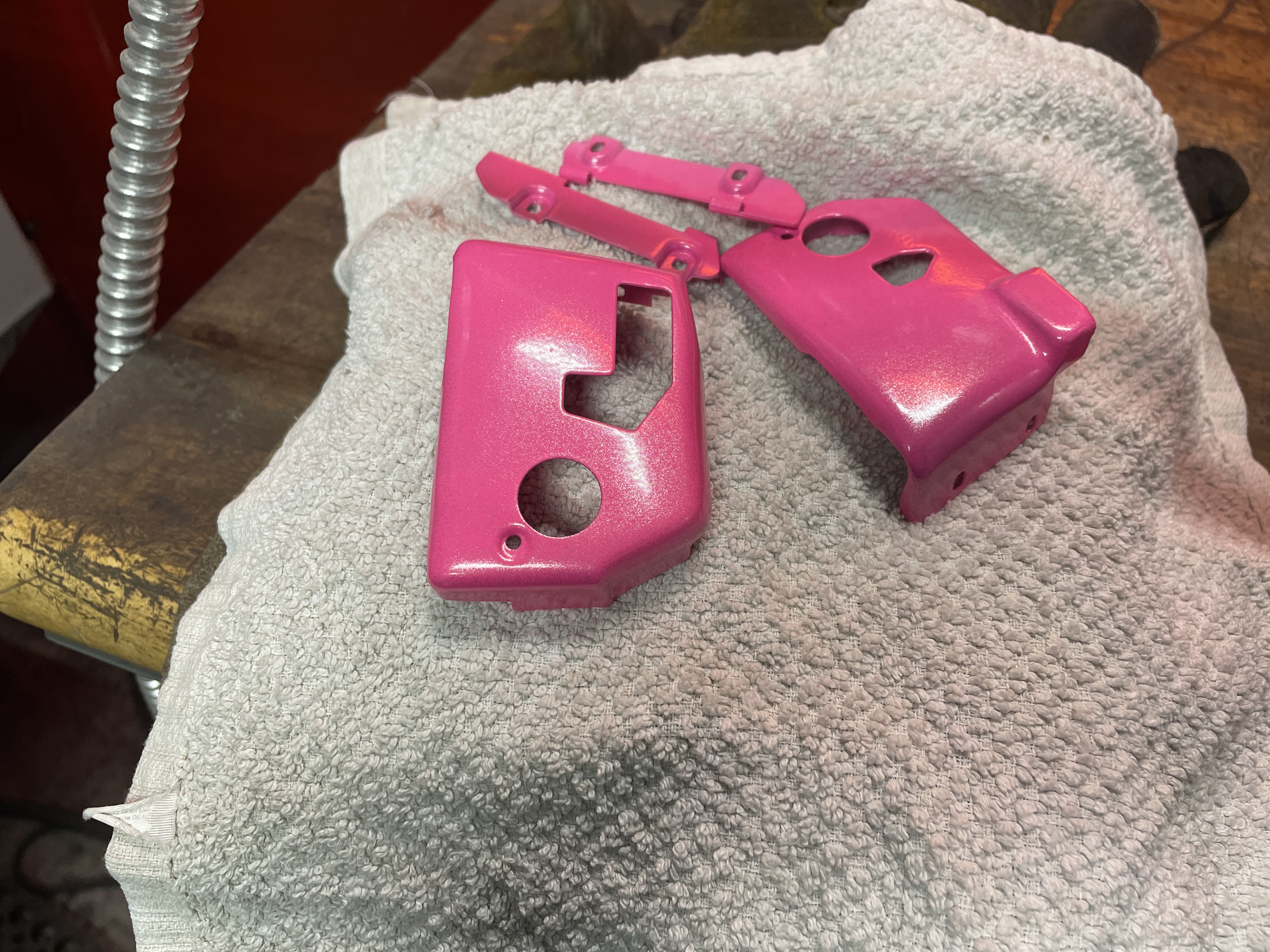 Powder coated parts of a 1956 Royal Quiet De Luxe typewriter
