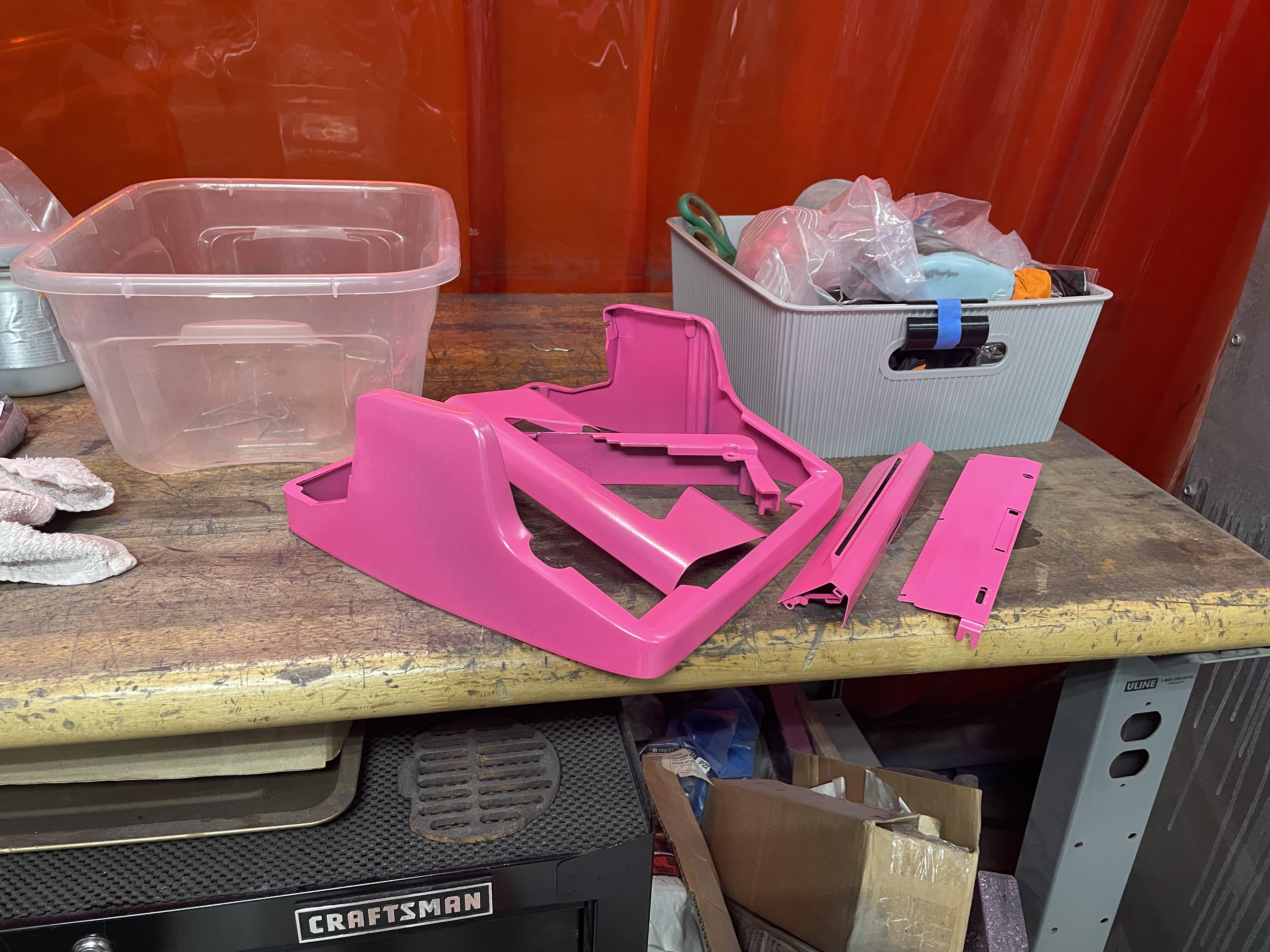 Powder coated parts of a 1956 Royal Quiet De Luxe typewriter