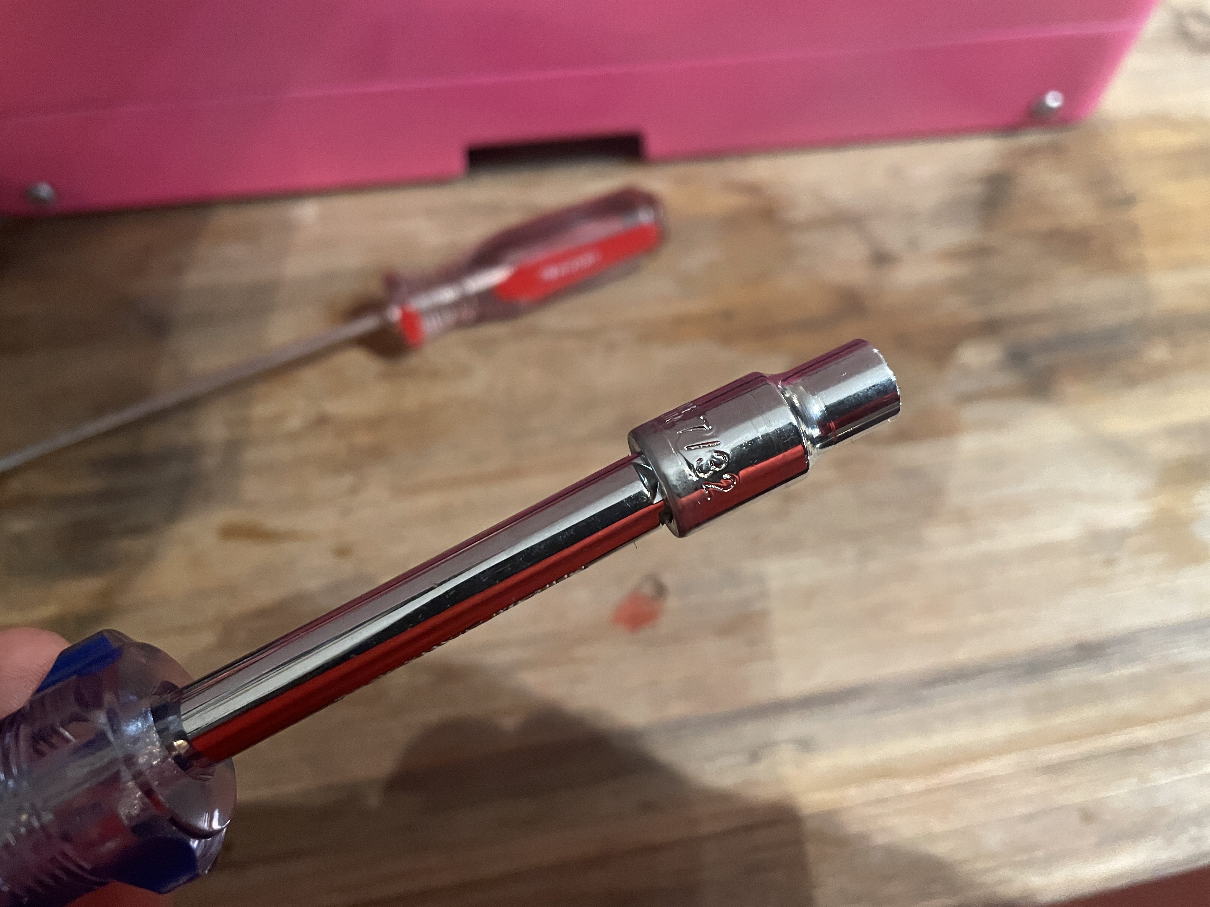 7/32 nut driver to loosen lock nuts on Royal Quiet De Luxe typewriter to make on feet and motion adjustments