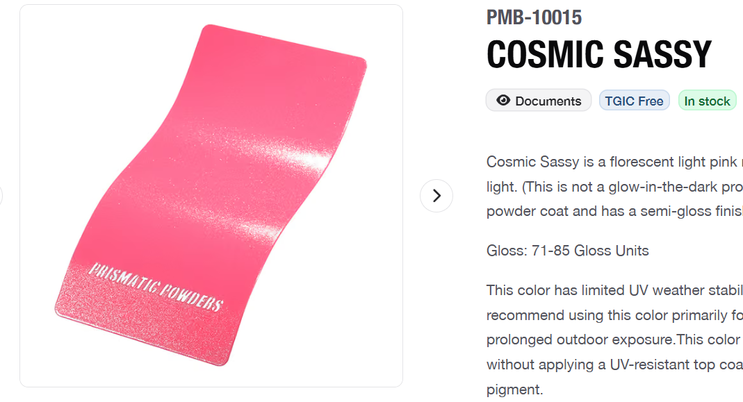 Cosmic Sassy powder coat paint from Prismatic Powders